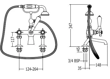 Смеситель для ванны с душем Devon&Devon Coventry MARF20/BOT золото