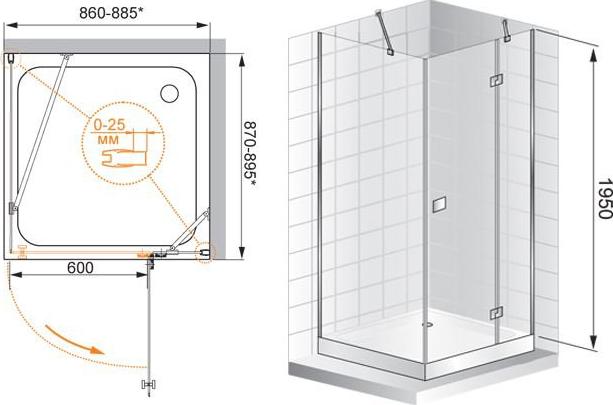 Боковая стенка Cezares CET-100-FIX-C-Cr-R