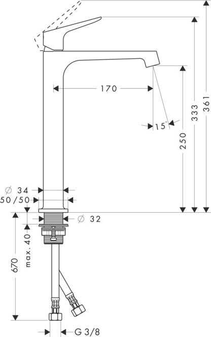 Смеситель для раковины Axor Citterio M 34127140, бронза