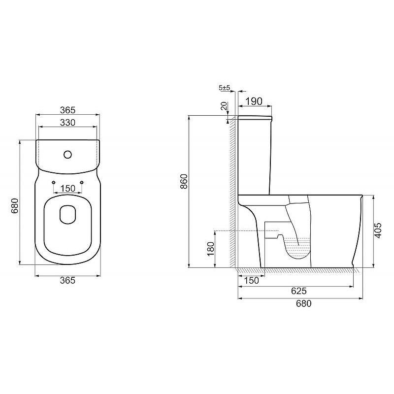 Унитаз-компакт BelBagno Prado BB10150CP/BB10150SC c сиденьем микролифт, белый