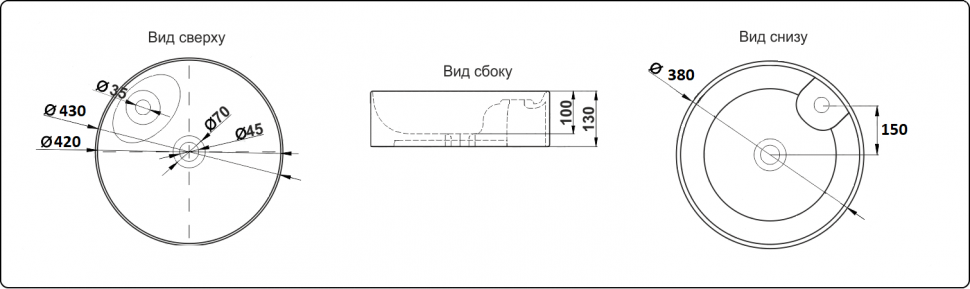 Раковина накладная Ceramalux D1306H004 черный глянец