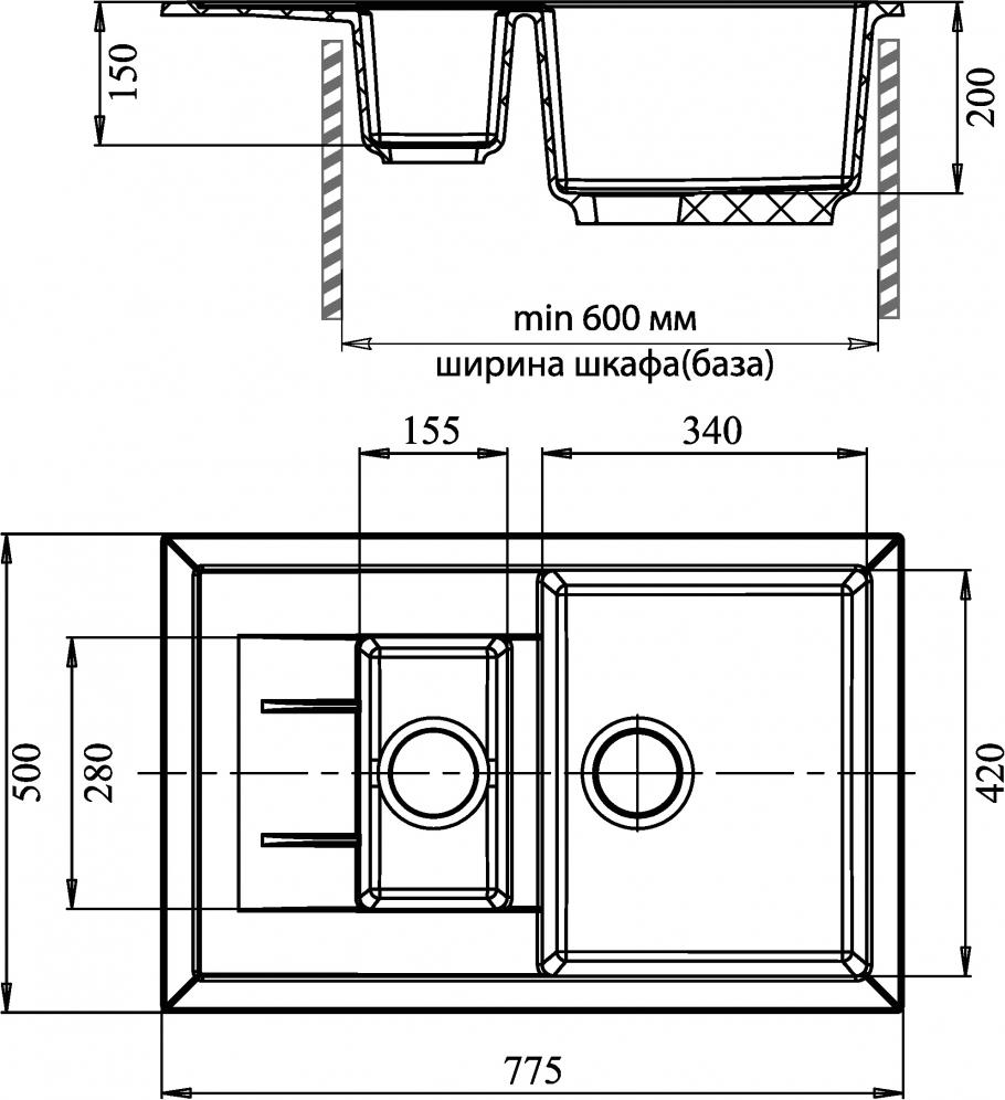 Кухонная мойка GranFest Quadro GF-Q775KL бежевый