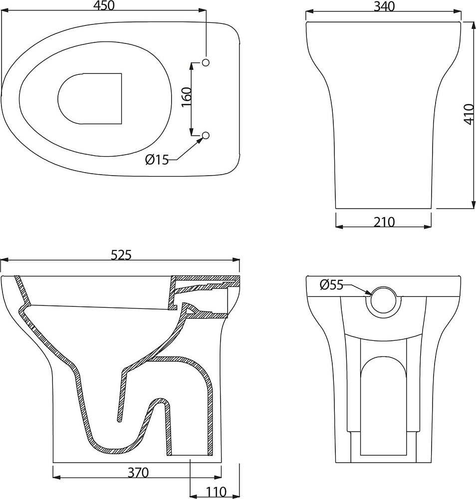 Приставной унитаз BelBagno Anto BB112CB