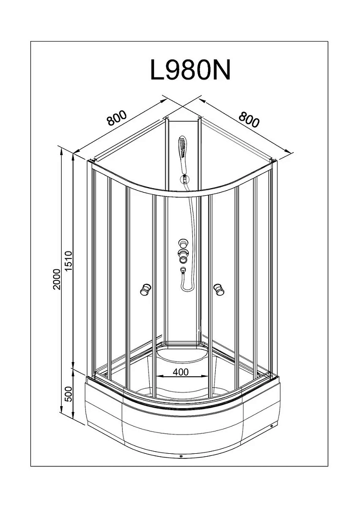 Душевая кабина Deto L L980NGM