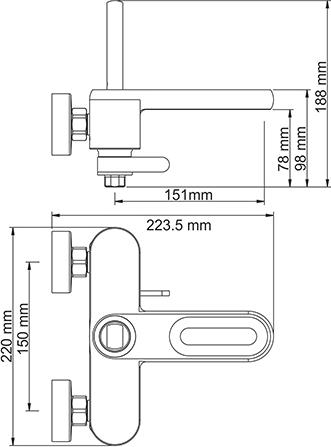 Смеситель Wasserkraft Kammel 1800 для ванны