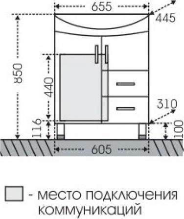 Тумба под раковину СанТа Стандарт 201103 60.5 см белый