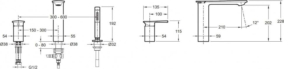 Смеситель для ванны Jacob Delafon Stance E14774-CP