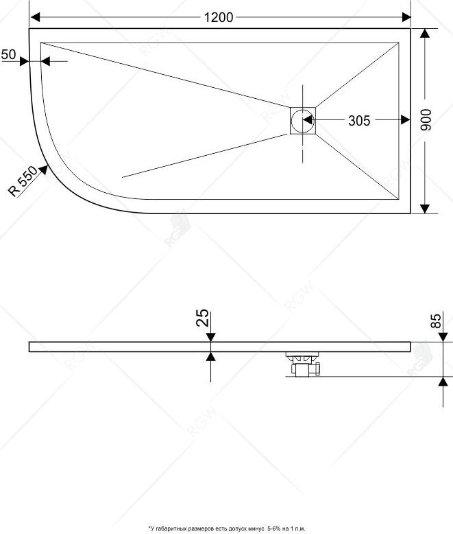 Душевой поддон RGW ST/AR-W 16154128-01R 80x120 см, белый