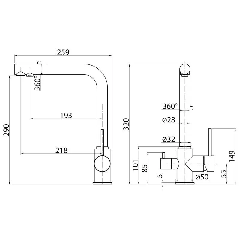 Смеситель для кухни Elghansa Kitchen Pure Water 56A5216-Steel серый