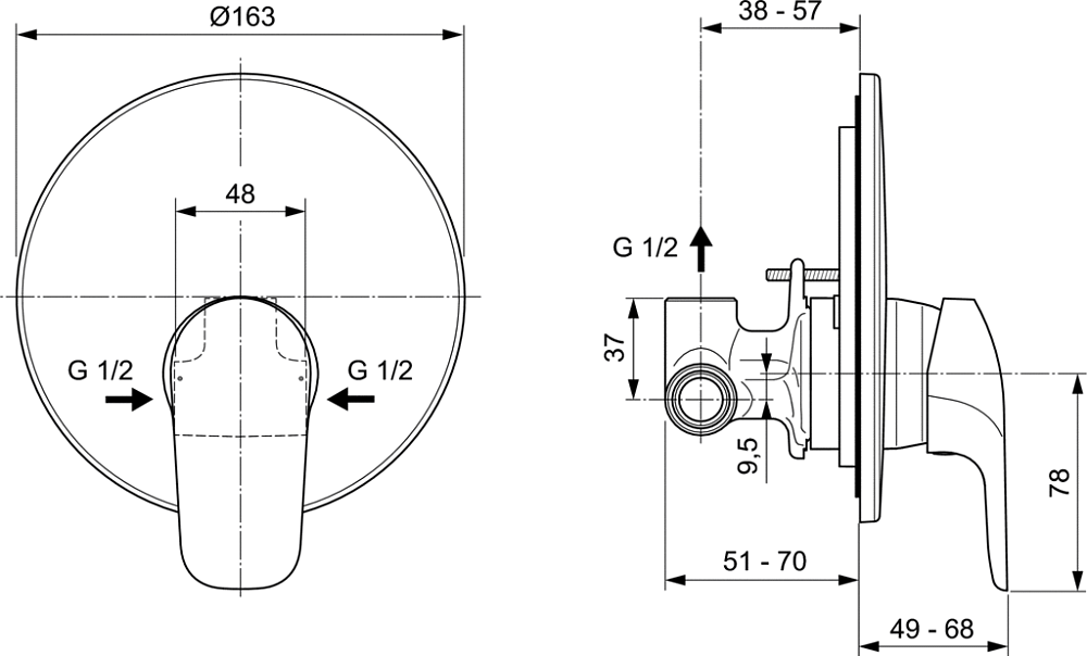 Смеситель Ideal Standard Ceraflex A6757AA для душа, хром