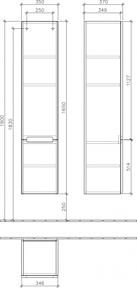 Шкаф-пенал Villeroy & Boch Subway 2.0 DX eiche graphit R