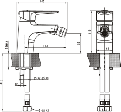 Смеситель Bravat Eler F3239218CP-1-RUS для биде