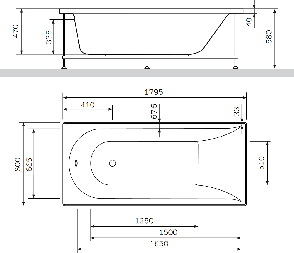 Акриловая ванна Am.Pm Inspire 180х80 W5AW-180-080W2D с гидромассажем Evo Plus