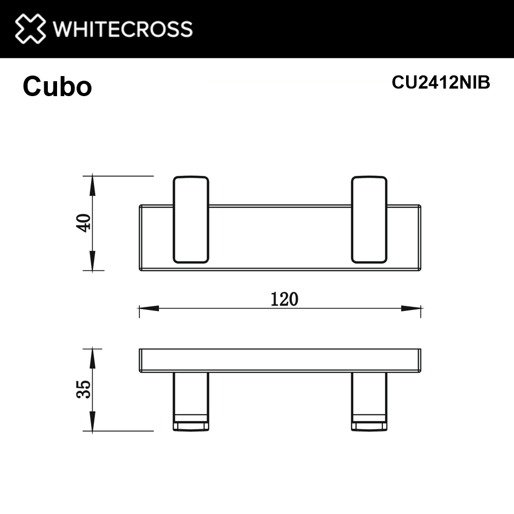 Крючок двойной Whitecross Cubo CU2412NIB никель брашированный