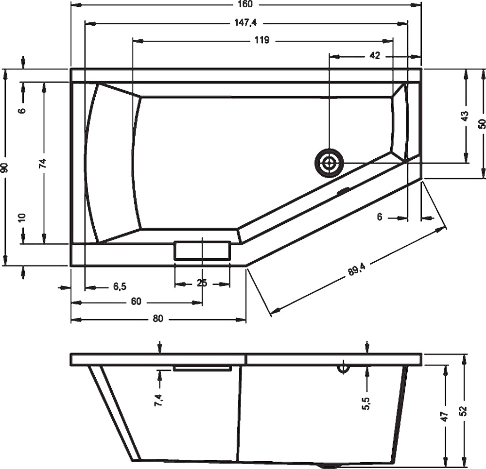 Акриловая ванна Riho Geta R 160х90 B029001005