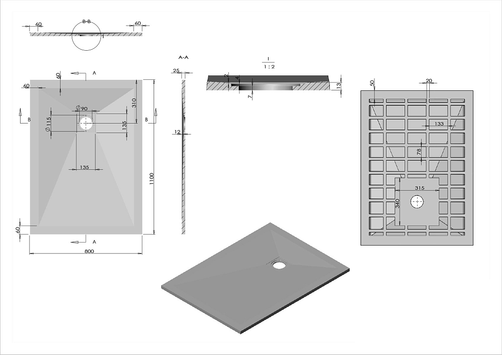 Душевой поддон Vincea VST-4SR8011G 110x80, серый