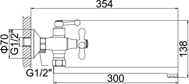 Смеситель для ванны Accoona A7572-2, хром