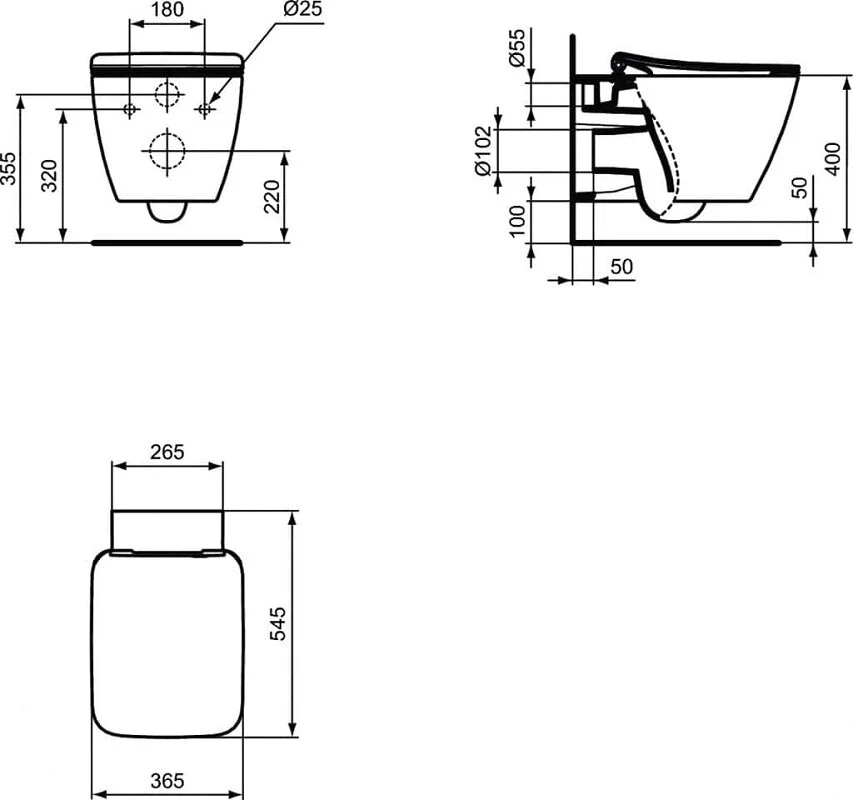 Инсталляция Ideal Standard Prosys с унитазом Strada II AquaBlade®, E387001, сиденье микролифт, комплект