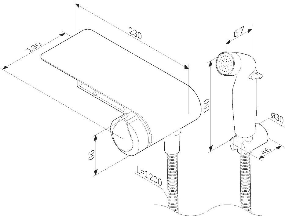 Гигиенический душ со смесителем AM.PM X-Joy TouchReel F0H85A800, хром