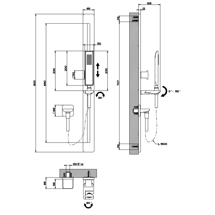 Душевой гарнитур Gessi iSpa 41142#031, хром