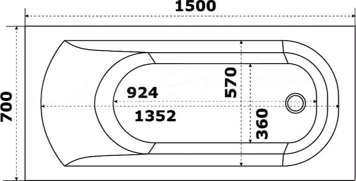 Акриловая ванна Bas Нирвана 150x70 В 00116 с каркасом, белый