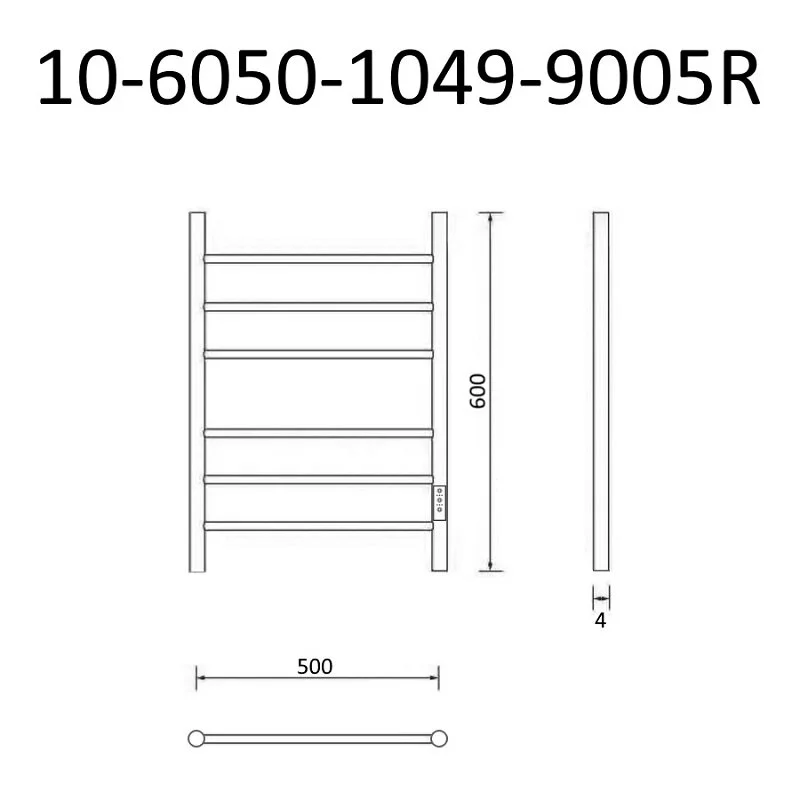 Полотенцесушитель электрический Маргроид Вид 10 10-6050-1049-9005R черный