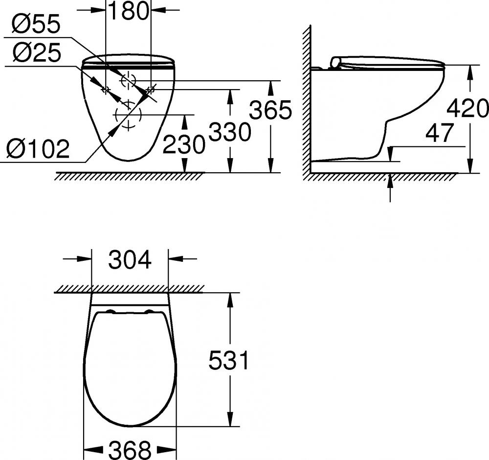 Комплект Система инсталляции для унитазов Grohe Rapid SL 38721001 3 в 1 с кнопкой смыва + Подвесной унитаз Grohe Bau Ceramic 39351000