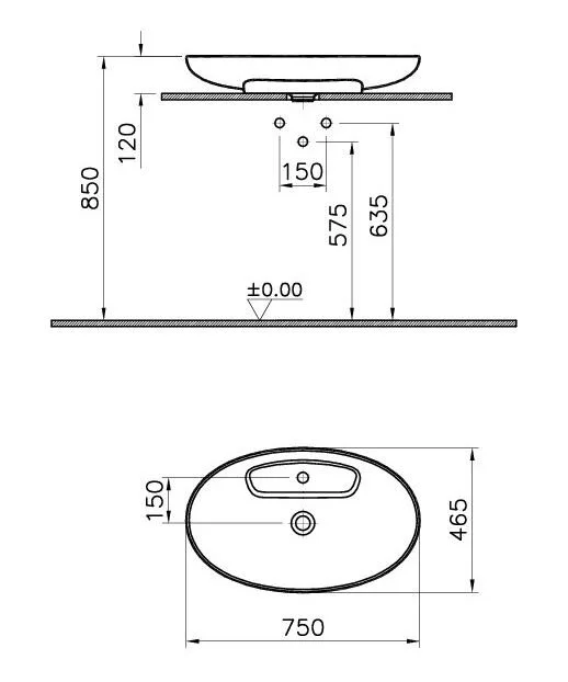 Раковина накладная VitrA Memoria 5881B403-0041 белый