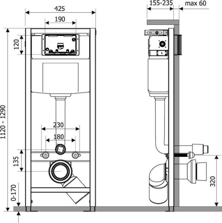 Система инсталляции для унитазов Delice Oreol DLR_000003 4 в 1 с кнопкой смыва хром