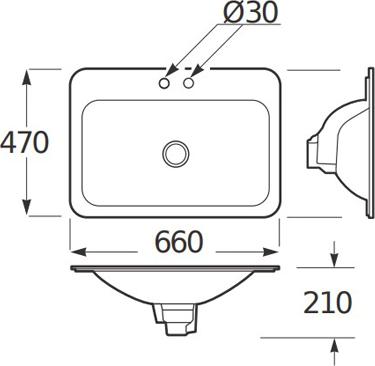 Раковина встраиваемая 66 см Armani / Roca Baia 7.3270.C.2R3.2, greige