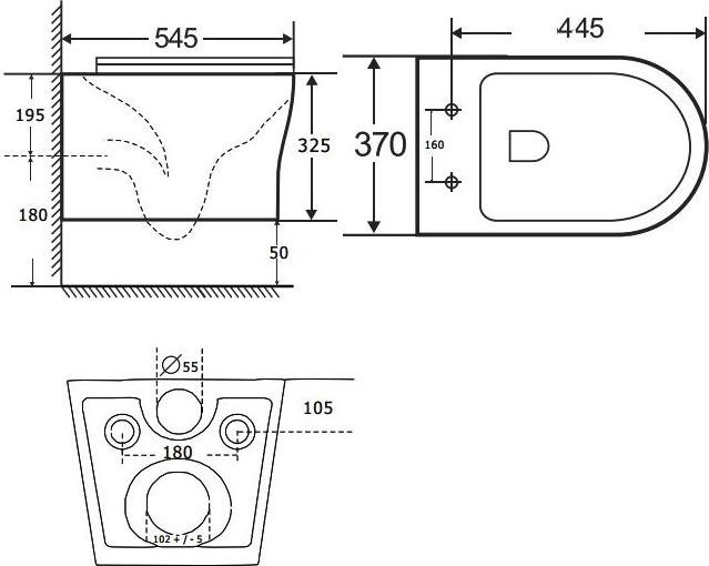 Подвесной унитаз Aquanet Rimless Roll-W CL-12249D безободковый с тонким сиденьем микролифт