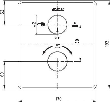 Смеситель для ванны E.C.A. 102167215EX-KDE термостатический, хром