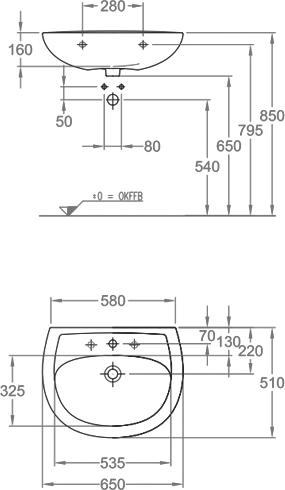 Раковина 65 см Geberit Renova Compact 500.372.01.1, белый