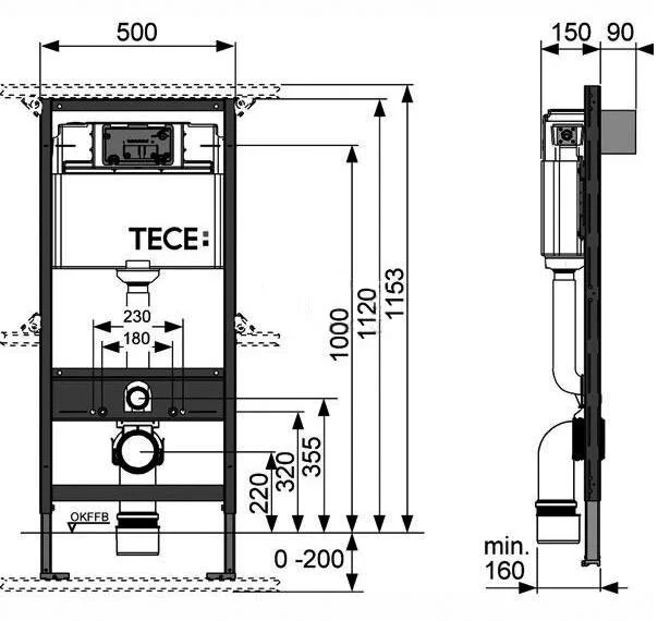 Инсталляция для подвесного унитаза TECE Ambia K400200, 4 в 1