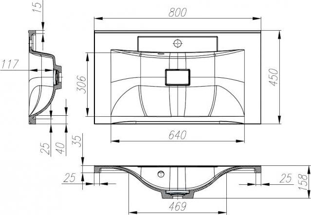 Мебельная раковина BelBagno Marino 80 BB800/450-LV-MR-PR, белый