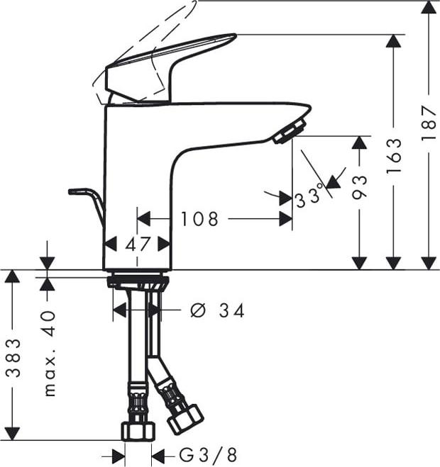 Смеситель для раковины Hansgrohe Logis 71105000, хром