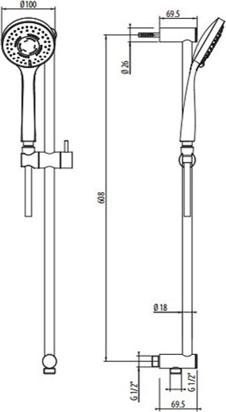 Душевой гарнитур Gattoni PD 1088/PDC0cr хром