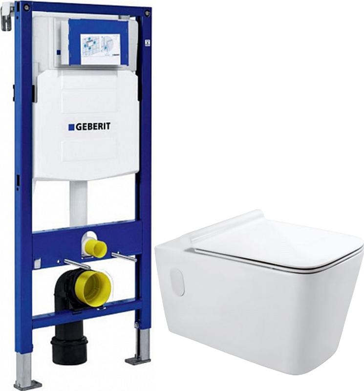 Комплект инсталляции Geberit Duofix UP320 111.300.00.5 с подвесным унитазом Jaquar Aria ARS-WHT-39951 с крышкой-сиденьем микролифт