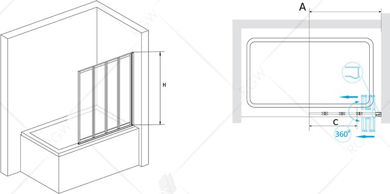 Шторка для ванной RGW SC-23B, 03112310-14