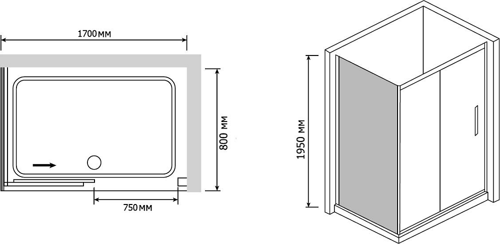 Душевой уголок RGW Passage PA-42 (1700-1720)х800 профиль хром, стекло матовое