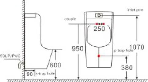 Писсуар подвесной SantiLine SL-6003 с сенсорным смывом, белый