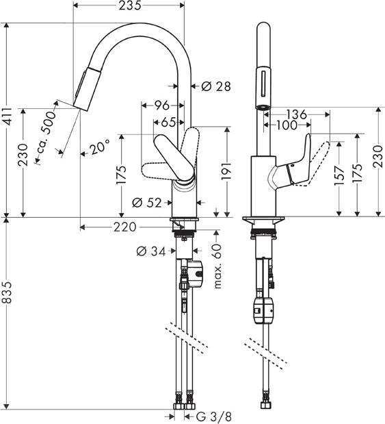 Смеситель для кухни Hansgrohe Focus 31815670, чёрный матовый