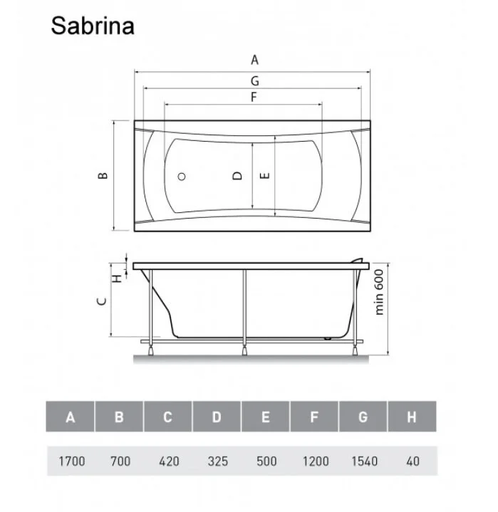 Акриловая ванна Relisan Sabrina Гл000024804 белый