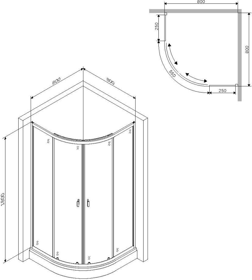 Душевой уголок AM.PM X-Joy 80x80 W88G-205-080BT64, профиль черный, стекло прозрачное