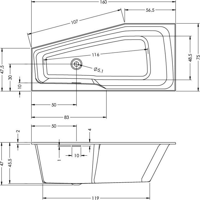 Акриловая ванна Riho Rething Space B111005005 160x75 R