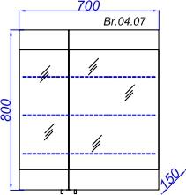 Шкаф-зеркало 70 дуб седой Aqwella Бриг Br.04.07/Gray