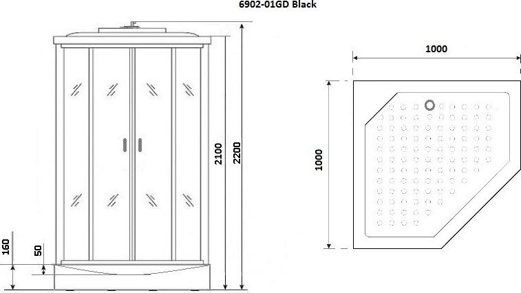 Душевая кабина Niagara Premium 69020134GDBLACK 100х100х220 стекло тонированное