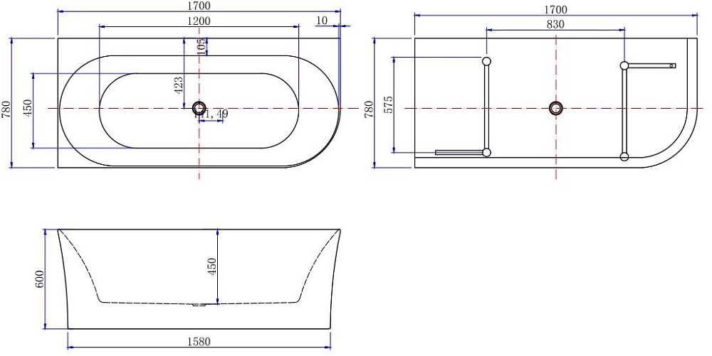 Акриловая ванна Allen Brau Priority 4 В 170x78 2.31004.21B белый матовый