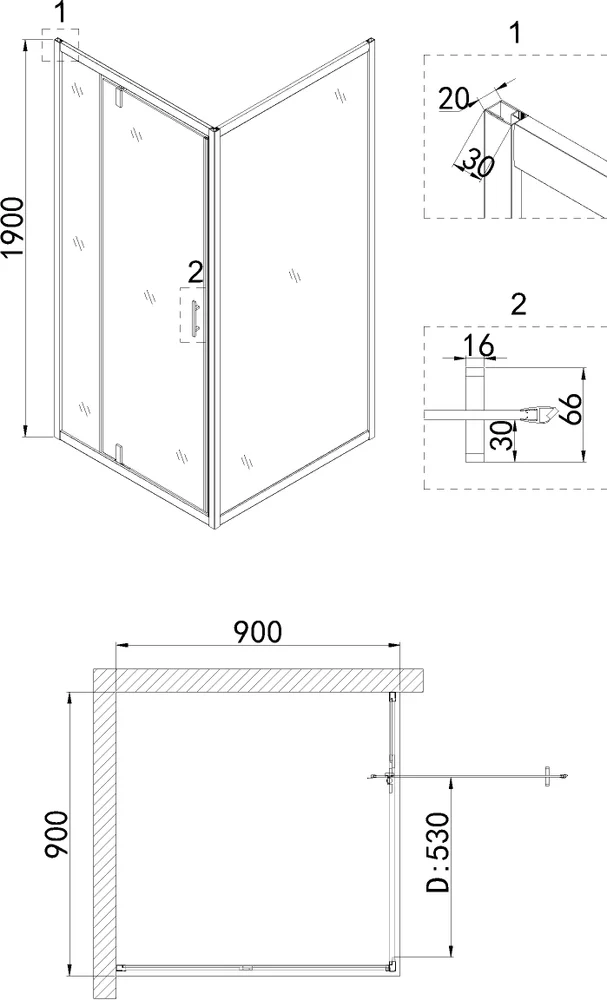 Душевой уголок Niagara Nova 90x90 NG-43-9AG-A90G, профиль золото, стекло прозрачное