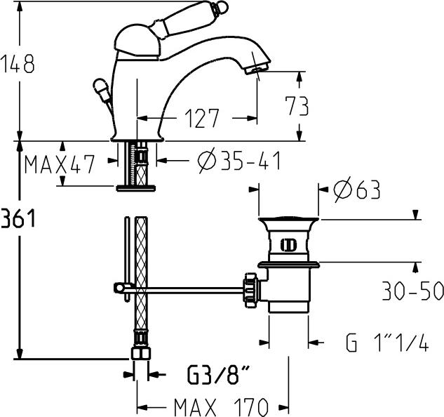 Смеситель Gattoni Orta 2746C0 для раковины